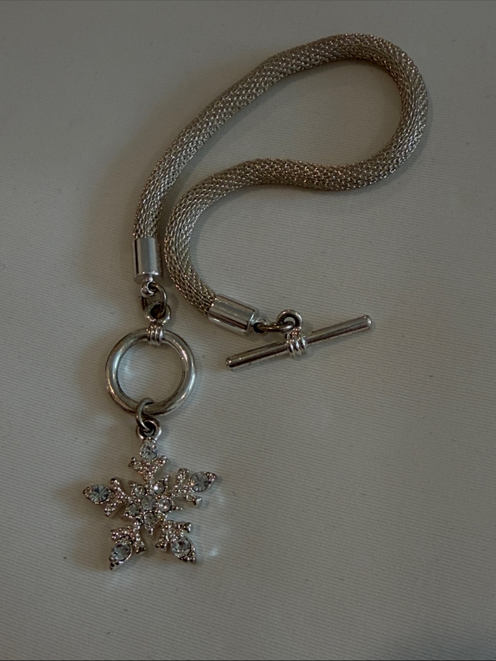 Silver Snowflake Charm Toggle Bracelet - Women's Jewelry